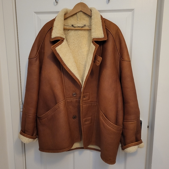 Other - SOLD 🌟Host Pick🌟 Vintage Men's Shearling Brown Leather Jacket XL